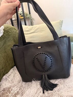 Black Stud-Accent Tassel Valentino bag